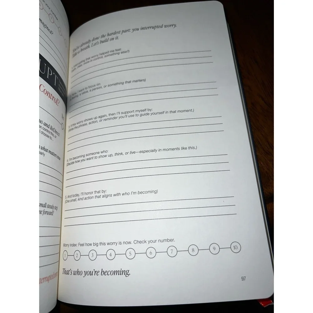 Worry Interrupt Guided Journal Undated CBT Anxiety Thought Spiral Relief New NIB